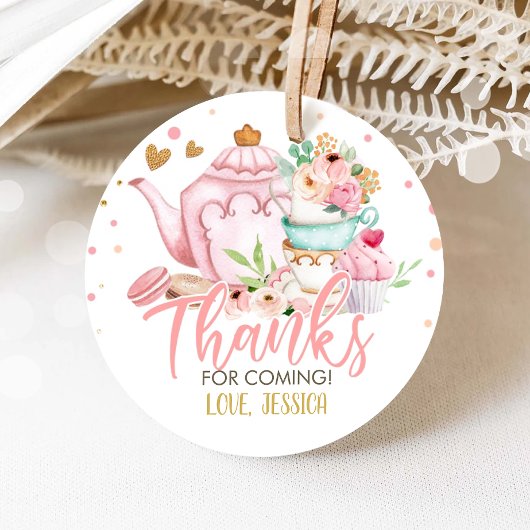 Tee Party Tee für zwei rosa Blütendusche Geschenkanhänger