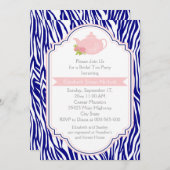 Tee-Party-Teekanne, Brautparty aus Nabelschnurzebr Einladung (Vorne/Hinten)