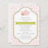 Tee-Party-Teekanne, paisley-rosa grünes Brautparty Einladung (Vorderseite)