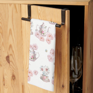 Tee-Party-Teekanne Teetassen Rosa Rose Blume Geschirrtuch
