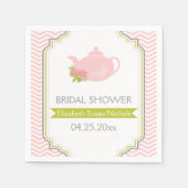 Tee-Party-Teekanne, Zickzack rosa, grüne Hochzeit Serviette (Vorderseite)