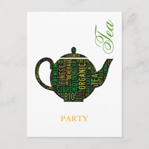 Tee-Party - Textdesign aus schwarzem Teekessel Postkarte