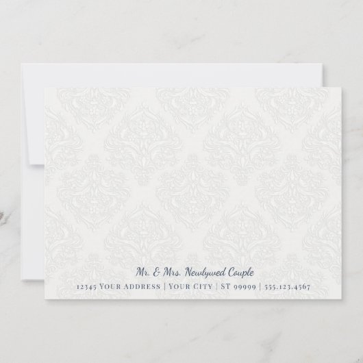 Tee-Party Vielen Dank Navy Blue n White Floral Dankeskarte (Rückseite)