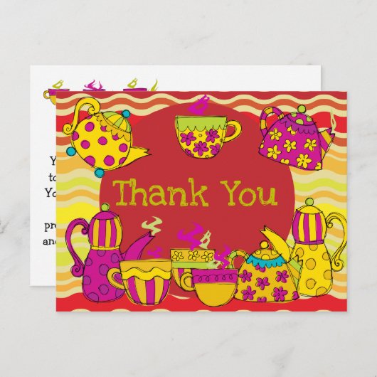 Tee-Party Vielen Dank Postcard Postkarte (Vorne/Hinten)