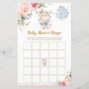 Tee Party Vintag Floral Baby Dusche Bingo Spiel
