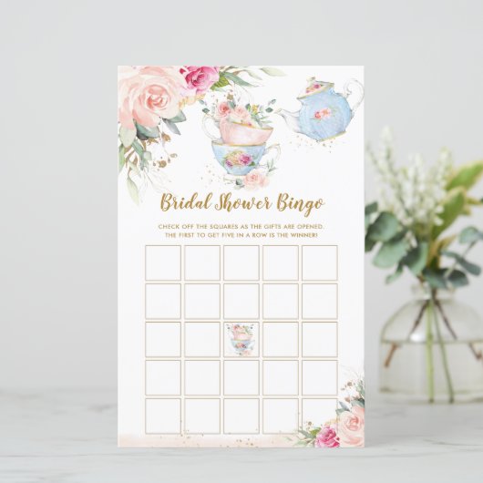 Tee Party Vintages Brautparty Bingo Game (Stehend Vorderseite)