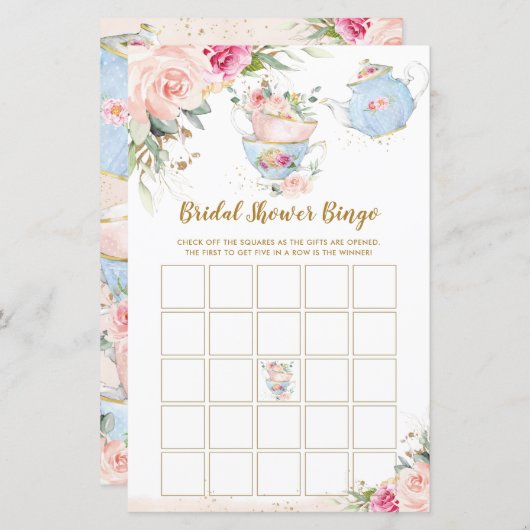 Tee Party Vintages Brautparty Bingo Game (Vorne/Hinten)