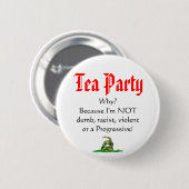Tee-Party, WARUM? Button (Vorne & Hinten)