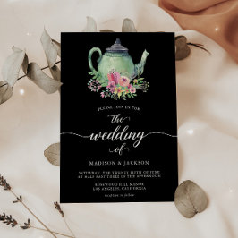 Tee-Party Wasserfarbe Hochzeit Einladung