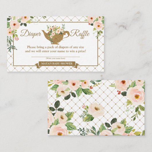 Tee-Party Weißer Blütenblätterturm Begleitkarte (Vorne/Hinten)