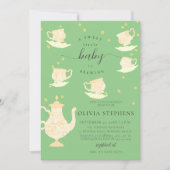 Tee Party Whimsical Yellow Boho Lace Baby Dusche Einladung (Vorderseite)