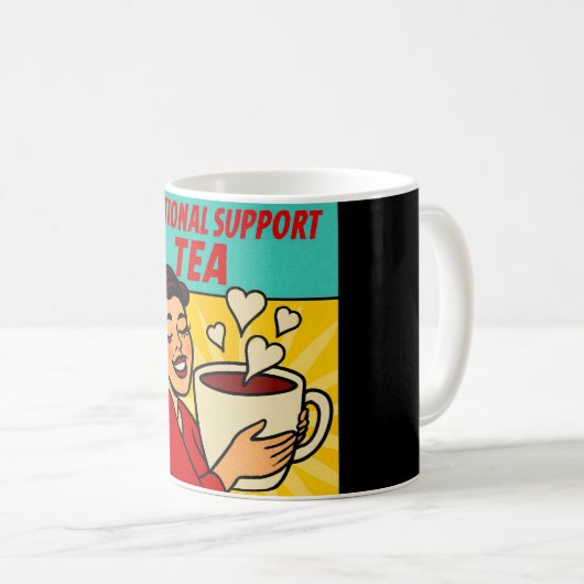Tee-Retro-Pop - Unterstützung für emotionale Frage Kaffeetasse (VorderseiteRechts)