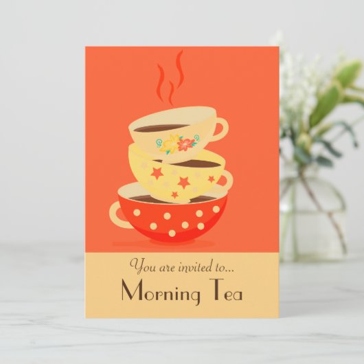 Tee-Retro-Teebecher Party Einladung (Stehend Vorderseite)