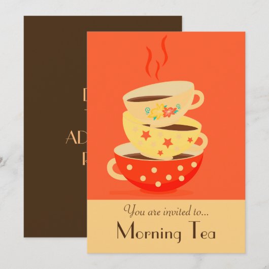 Tee-Retro-Teebecher Party Einladung (Vorne/Hinten)