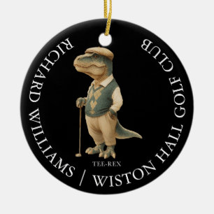 Tee-Rex Dinosaur Benutzerdefinierter Golfer Name u Keramik Ornament
