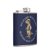 Tee-Rex Dinosaur Golfer Name And Club Navy Blue Flachmann (Rechts)