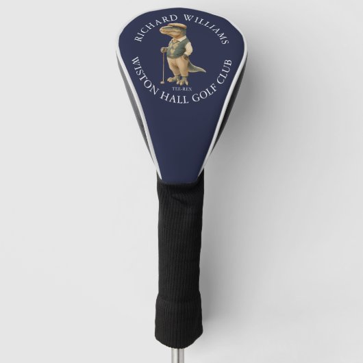 Tee-Rex Dinosaur Golfer Name And Club Navy Blue Golf Headcover (Vorderseite)