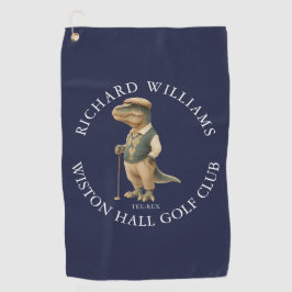 Tee-Rex Dinosaur Golfer Name And Club Navy Blue Golfhandtuch