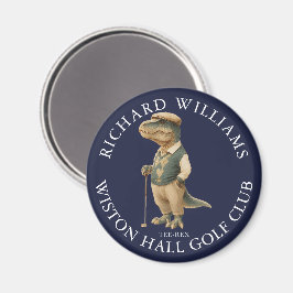 Tee-Rex Dinosaur Golfer Name And Club Navy Blue Magnet