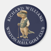 Tee-Rex Dinosaur Golfer Name And Club Navy Blue Magnet (Vorne)