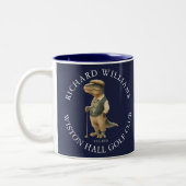 Tee-Rex Dinosaur Golfer Name And Club Navy Blue Zweifarbige Tasse (Links)