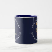 Tee-Rex Dinosaur Golfer Name And Club Navy Blue Zweifarbige Tasse (Mittel)