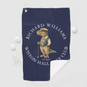 Tee-Rex Dinosaur Golfer Name und Club Navy Blau Golfhandtuch (Insitu)