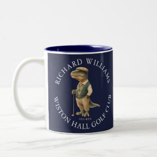 Tee-Rex Dinosaur Golfspieler Name Und Club Navy Bl Zweifarbige Tasse