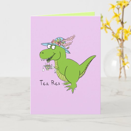 Tee Rex Dinosaur T Rex Funny Grußkarte Karte (Gelbe Blume)