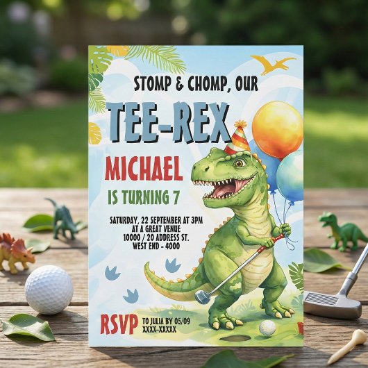 Tee-Rex Golf Dinosaur Mini Golf Birthday Party Einladung