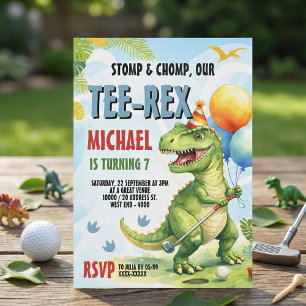 Tee-Rex Golf Dinosaur Minigolf Geburtstagsfeier Einladung