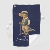 Tee-Rex Golfer Dinosaur Signature Name Navy Blue Golfhandtuch (Insitu)