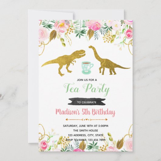 Tee rex Party-Mädcheneinladung Einladung (Vorderseite)