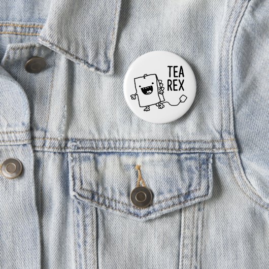 Tee Rex Tea Bag Funny Pun Cartoon Button (Beispiel)