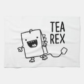 Tee Rex Tea Bag Funny Pun Cartoon Handtuch (Horizontal)