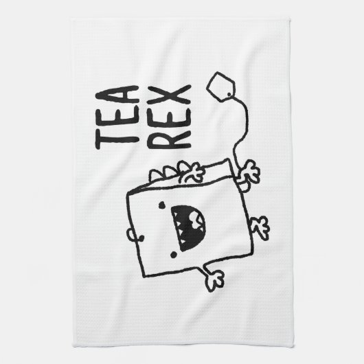 Tee Rex Tea Bag Funny Pun Cartoon Handtuch (Vertikal)