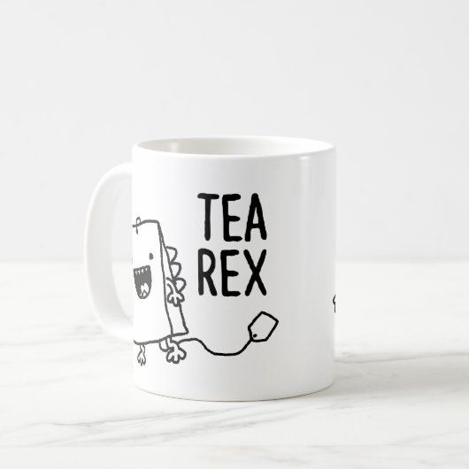 Tee Rex Tea Bag Funny Pun Cartoon Kaffeetasse (Vorderseite Links)