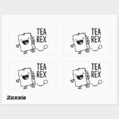 Tee Rex Tea Bag Funny Pun Cartoon Rechteckiger Aufkleber (Blatt)
