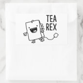 Tee Rex Tea Bag Funny Pun Cartoon Rechteckiger Aufkleber (Tasche)