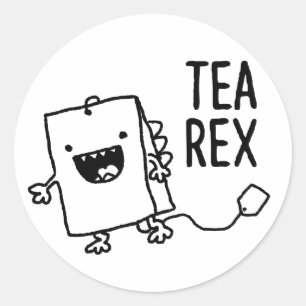Tee Rex Tea Bag Funny Pun Cartoon Runder Aufkleber
