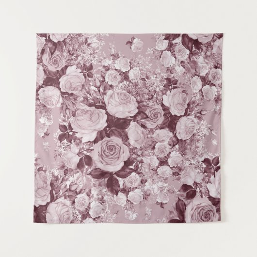 Tee-Rose: Aquarell Bouquet Muster. Wandteppich (Vorderseite)