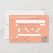 Tee Rose Aquarell Hochzeit QR-Code Mahlzeiten oran RSVP Karte (Vorderseite)