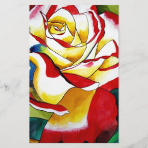 Tee Rose Aquarell Originale Kunst Blume Briefpapier