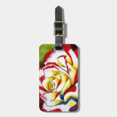 Tee Rose Aquarell Originale Kunst Blume Gepäckanhänger (Vorderseite vertikal)