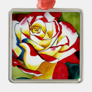 Tee Rose Aquarell Originale Kunst Blume Ornament Aus Metall