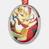 Tee Rose Aquarell Originale Kunst Blume Ornament Aus Metall (Links)