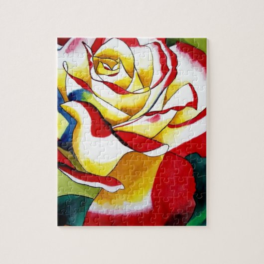 Tee Rose Aquarell Originale Kunst Blume Puzzle (Vertikal)