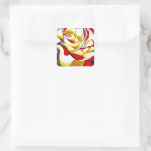 Tee Rose Aquarell Originale Kunst Blume Quadratischer Aufkleber (Tasche)