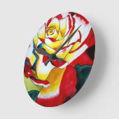Tee Rose Aquarell Originale Kunst Blume Runde Wanduhr (Winkel)