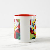 Tee Rose Aquarell Originale Kunst Blume Zweifarbige Tasse (Mittel)